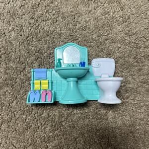 Vintage Doll House Keenway Colorful Plastic One Piece Bathroom Fixtures
